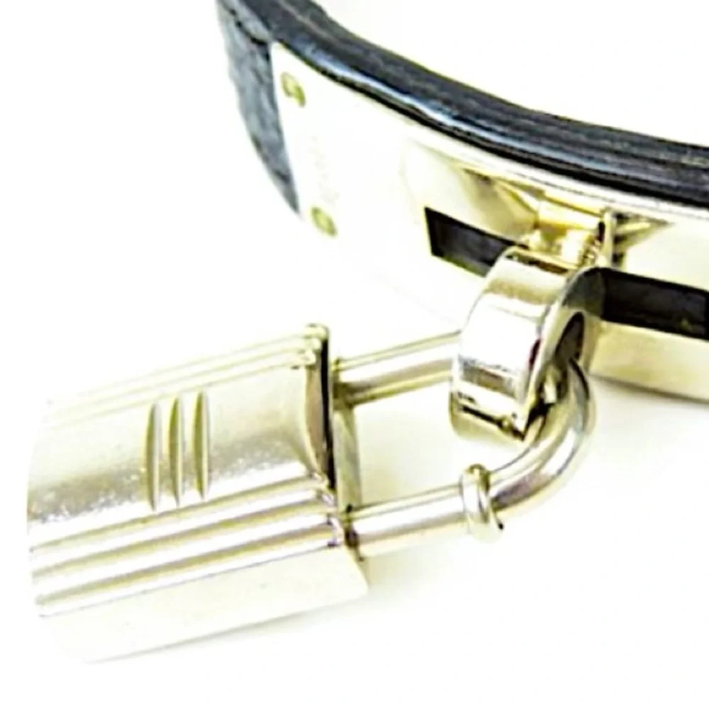 Authentic Hermès Black Kelly Cadena Dog Collar & Leash in Togo Leather - Picture 2 of 8
